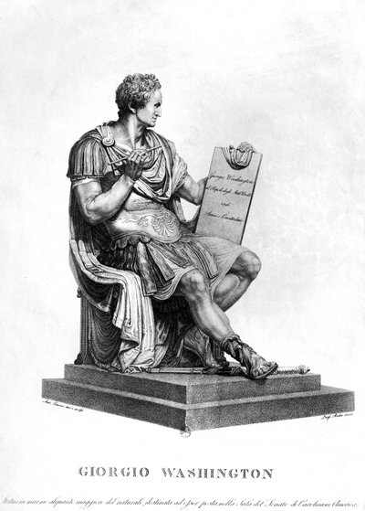 George Washington as a Roman Emperor, 1796, Engraved by Luigi Rados by Antonio Canova